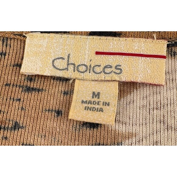 Choices Womens Animal Print V-Neck Tunic Top Size M 100% Cotton Long Sleeve - Picture 2 of 6
